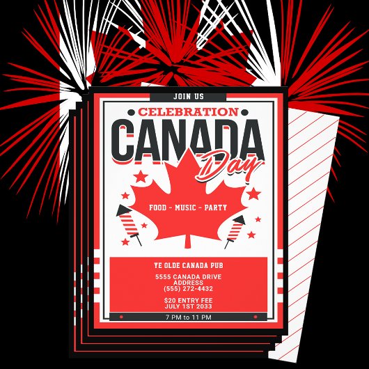 Viering Canada Day 1 juli Party uitnodiging Flyer
