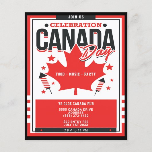 Viering Canada Day 1 juli Party uitnodiging Flyer (Voorkant)