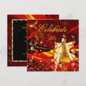 Viering Champagne Abstract Rood Goud Feest 3 Kaart (Voorkant / Achterkant)