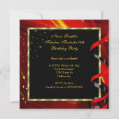 Viering Champagne Abstract Rood Goud Feest 3 Kaart (Achterkant)