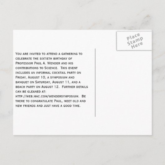 Viering chemie 5 uitnodiging briefkaart (Achterkant)