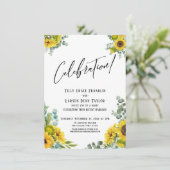 Viering! Eucalyptus Sunflower Party Reception Kaart (Staand voorkant)