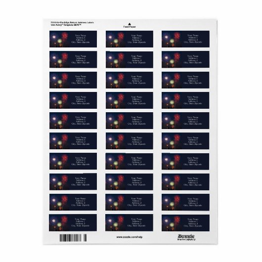Viering Fireworks Return Address Label (Full Sheet)
