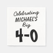 Viering Grote 40e verjaardag Zwarte Typografie Servet (Voorkant)