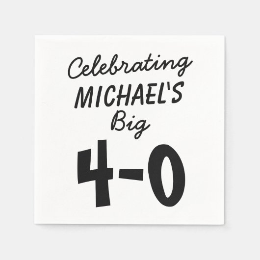 Viering Grote 40e verjaardag Zwarte Typografie Servet (Voorkant)