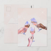 Viering juichende Champagne Glazen Toasten Briefkaart (Voorkant / Achterkant)