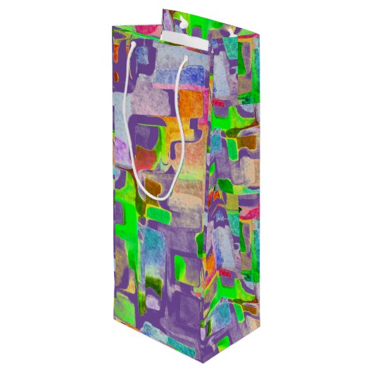 Viering - kleurrijk wijn cadeautas (Achterkant Gekanteld)