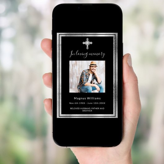 Viering leven begrafenis zwart fotoprogramma kaart