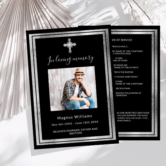 Viering leven begrafenis zwart fotoprogramma kaart