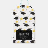 Viering met ons Afstuderen Pet ballonnen geel Cadeaulabel (Voorkant)