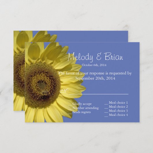 Viering met zonnebloemen. Zomer RSVP bruiloft (Voorkant / Achterkant)