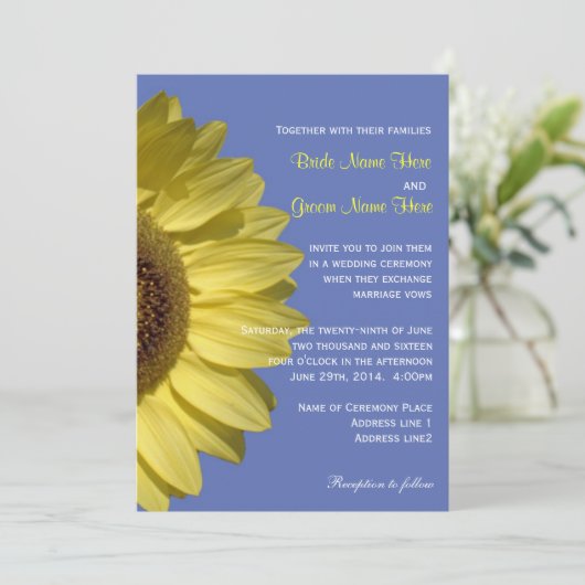 Viering met zonnebloemen. Zomerbruiloft Kaart (Staand voorkant)