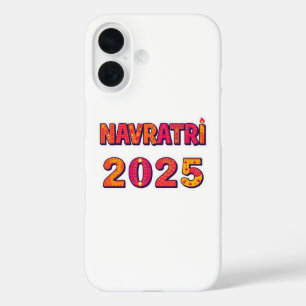 Viering "NAVRATRI 2025" Kleurrijke typografie iPhone 16 Hoesje