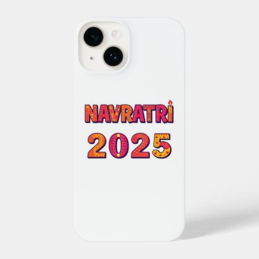 Viering "NAVRATRI 2025" Kleurrijke typografie iPhone Hoesje (Achterkant)