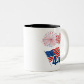 Viering op 4 juli tweekleurige koffiemok (Voorkant rechts)