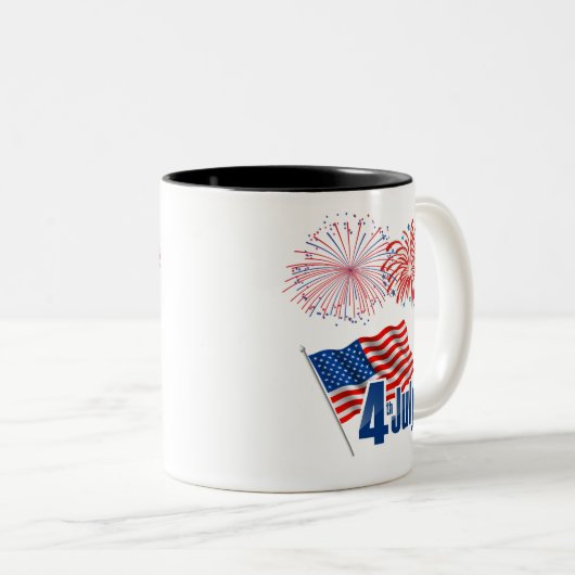 Viering op 4 juli tweekleurige koffiemok (Voorkant rechts)