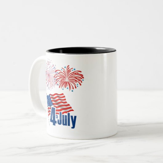 Viering op 4 juli tweekleurige koffiemok (Voorkant links)