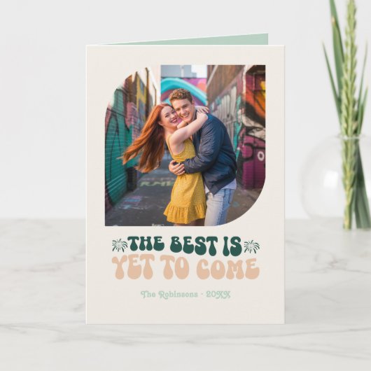 Viering Pop Champagne Retro Nieuwjaar Foto Feestdagen Kaart (Voorkant)