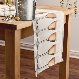 Viering Rij van Roze Champagne glazen Korte Tafelloper