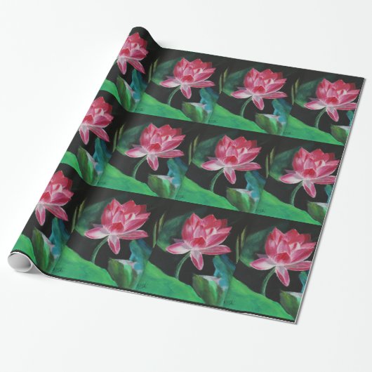 Viering Roze Lotus Glossy Wrapping Papier (Uitgerold)