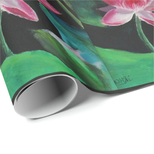 Viering Roze Lotus Glossy Wrapping Papier (Rol Hoek)