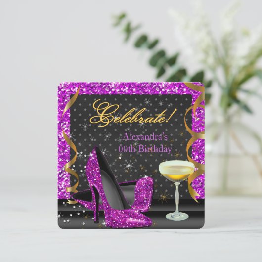 Viering roze Paarse zwarte feestdag Kaart (Staand voorkant)