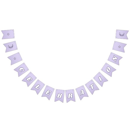Viering Schattigee Lavendel Paarse Funky Lettering Vlaggetjes (Alle)