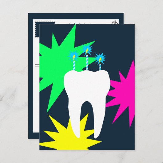 Viering tand met kaarsen uitnodiging briefkaart (Voorkant / Achterkant)