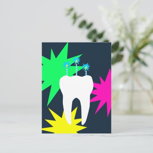 Viering tand met kaarsen uitnodiging briefkaart (Staand voorkant)