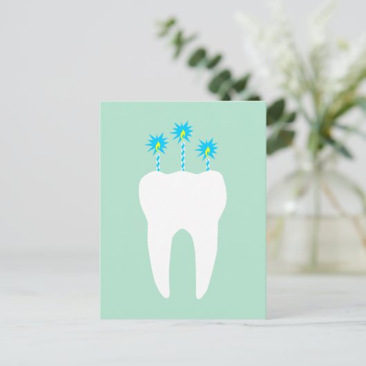 Viering tand met kaarsen uitnodiging briefkaart (Staand voorkant)