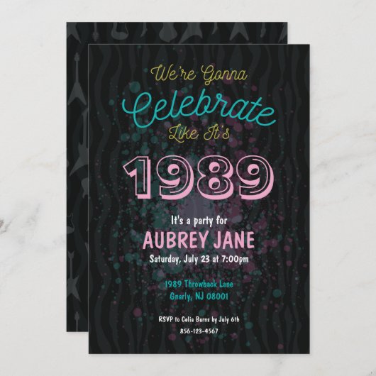 Viering uitnodiging 1989 - 1980 thema 5x7 (Voorkant / Achterkant)