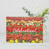 Viering! Uitnodigingen Eindejaarsfeest Tulpen (Staand voorkant)