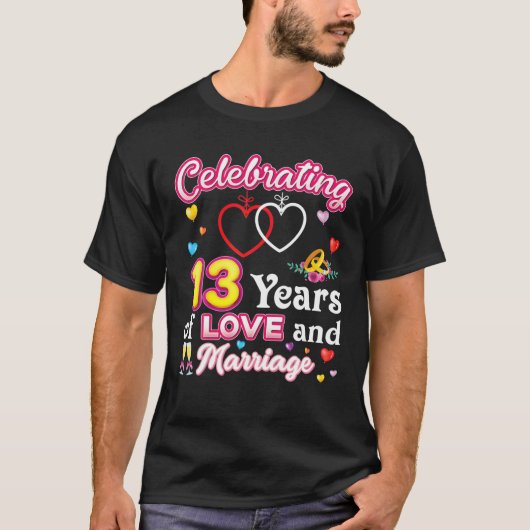 Viering van 13 jaar liefde en huwelijk t-shirt (Voorkant)