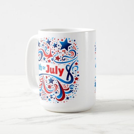 Viering van 4 juli Mok met rood, wit en blauw (Voorkant links)