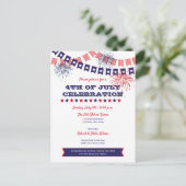 Viering van 4 juli vuurwerk | uitnodiging tot bunt (Staand voorkant)