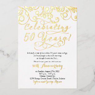 Viering van 50 jaar 50th Wedding Jubileum Folie Uitnodiging