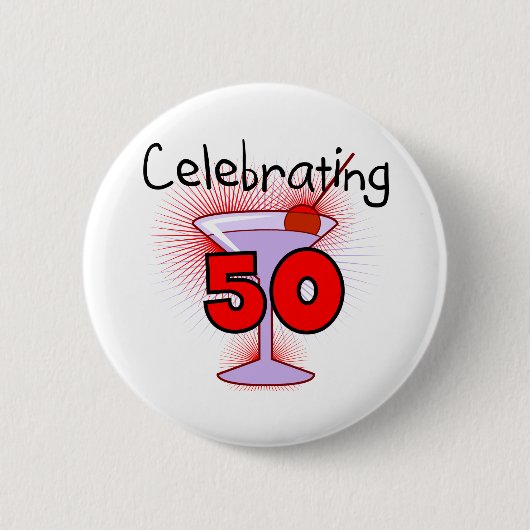 Viering van 50 T-shirts en cadeaus Ronde Button 5,7 Cm (Voorkant)