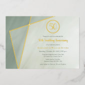 viering van 50e verjaardag grayed jade met goud folie uitnodiging (Voorkant)