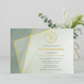 viering van 50e verjaardag grayed jade met goud folie uitnodiging (Staand Voorkant)
