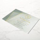 viering van 50e verjaardag grayed jade met goud folie uitnodiging (Gedraaid)