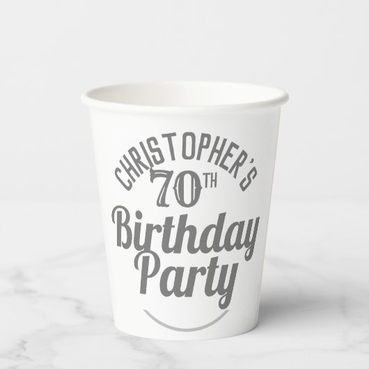 Viering van 70ste verjaardag papierbekertjes papieren bekers (Achterkant)