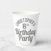 Viering van 8e verjaardag papierbekertjes papieren bekers (Achterkant)