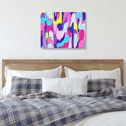 Viering van Abstracte kleurenkunst Canvas Afdruk (Insitu (Slaapkamer))