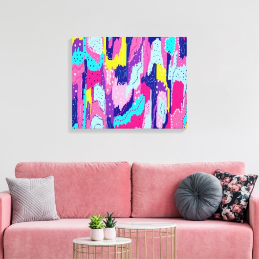 Viering van Abstracte kleurenkunst Canvas Afdruk (Insitu (Woonkamer))