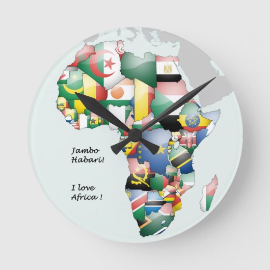 Viering van Afrika in Vlaggen Ontwerp Ronde Klok (Voorkant)