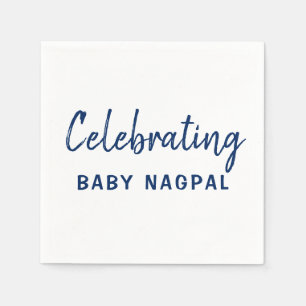Viering van Baby marineblauw en witte cocktail Nap Servet