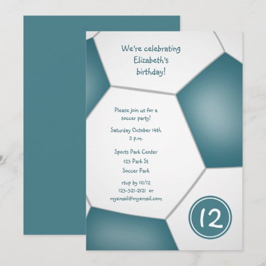 viering van blauwgroen voetbal voor meisjes kaart (Voorkant / Achterkant)