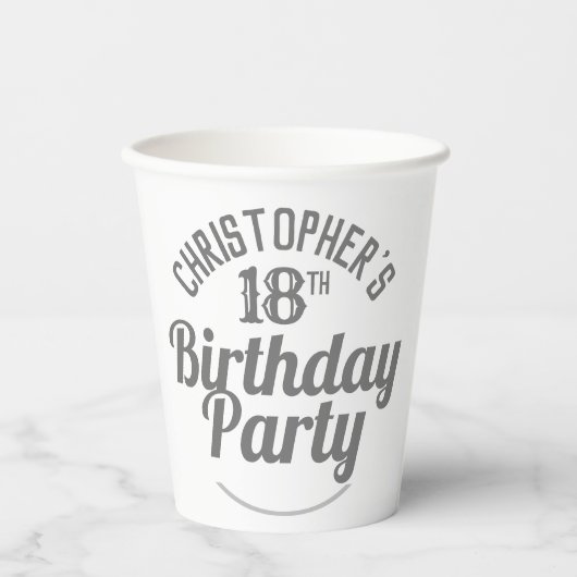 Viering van de 18e verjaardag van papierbekertjes papieren bekers (Voorkant)