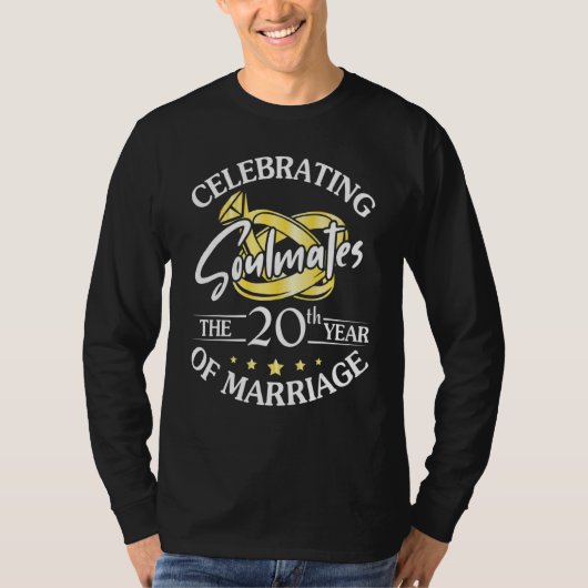 Viering van de 20e jaar van het huwelijk bruiloft t-shirt (Voorkant)
