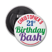 Viering van de 21e verjaardag van de 21e verjaarda button flesopener (Voorkant)